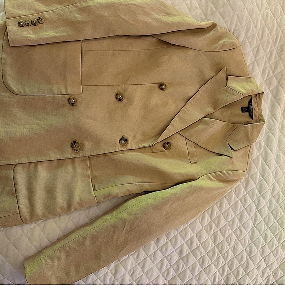 Lauren Ralph Lauren Women's Yellow Cream Double-Breasted Blazer - Picture 11 of 13